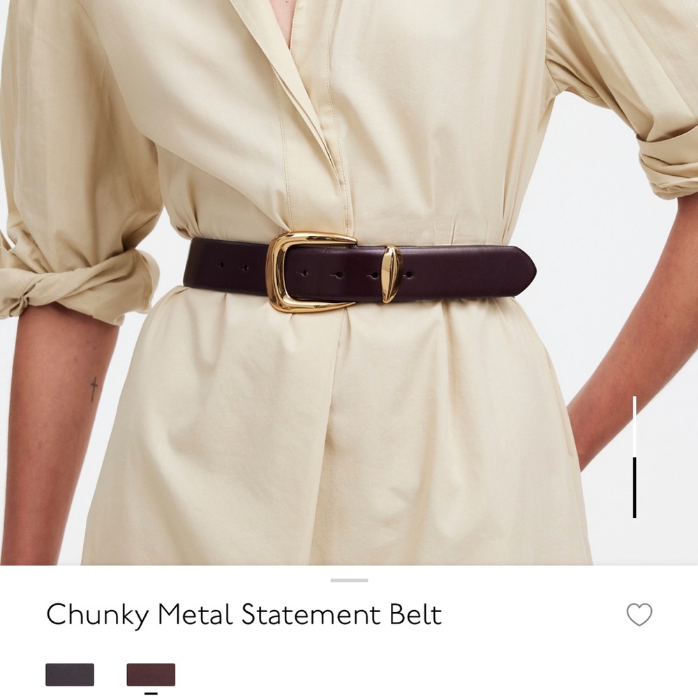 Madewell Dark Brown Belt with Gold Buckle